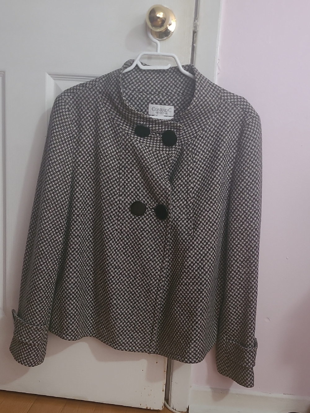 Vintage Black & White Patterned Women's Jacket